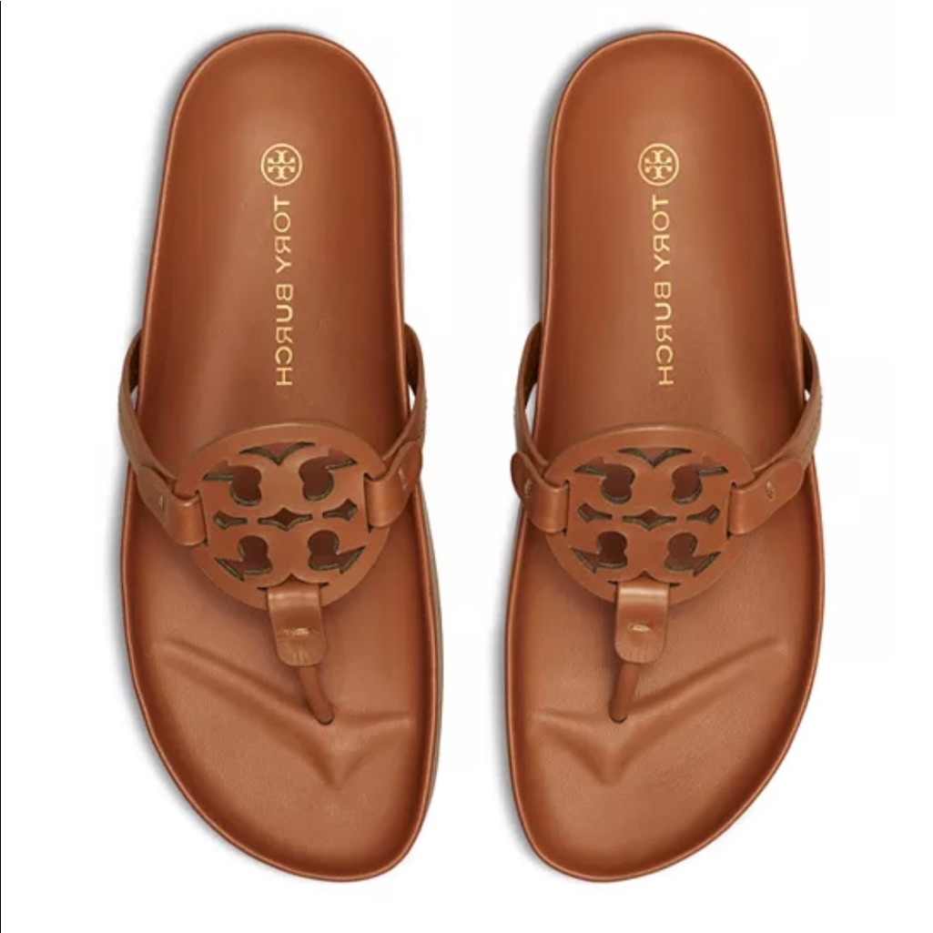 Tory Burch Miller Cloud Sandal Aged Camello Size 7 Us